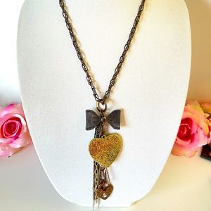 Black charms long necklace